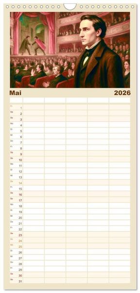 Produktbild: Familienplaner 2026 - Victor Hugo mit 5 Spalten (Wandkalender, 21 x 45 cm) CALVENDO