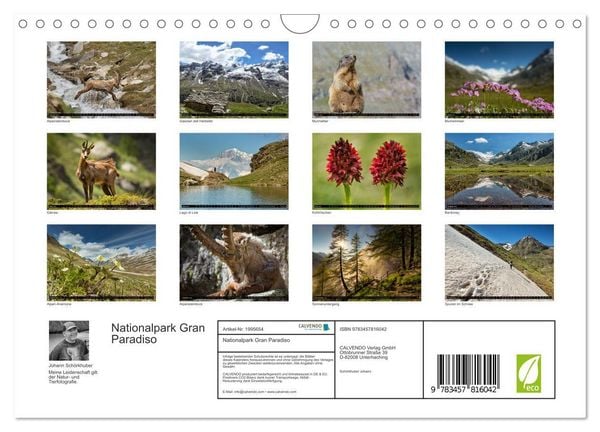 Produktbild: Nationalpark Gran Paradiso (Wandkalender 2026 DIN A4 quer), CALVENDO Monatskalender