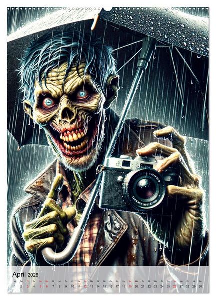 Produktbild: Zombie Selfies - Ein humorvoller Blick auf das untote Dasein (Wandkalender 2026 DIN A2 hoch), CALVENDO Monatskalender