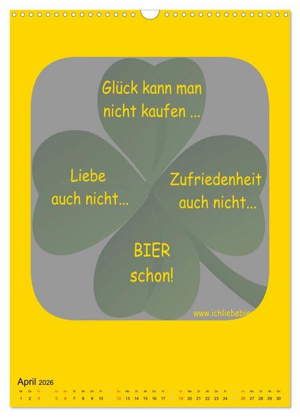Produktbild: Ich liebe Bier (Wandkalender 2026 DIN A3 hoch), CALVENDO Monatskalender