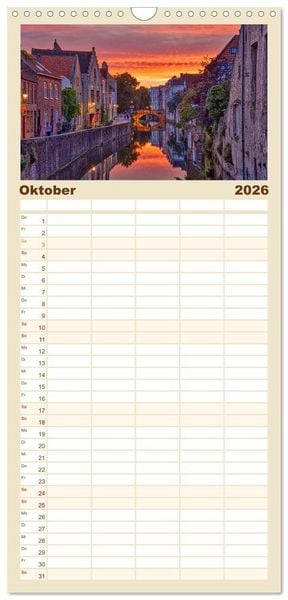 Produktbild: Familienplaner 2026 - Br&uuml;gge und Gent im Zwielicht mit 5 Spalten (Wandkalender, 21 x 45 cm) CALVENDO