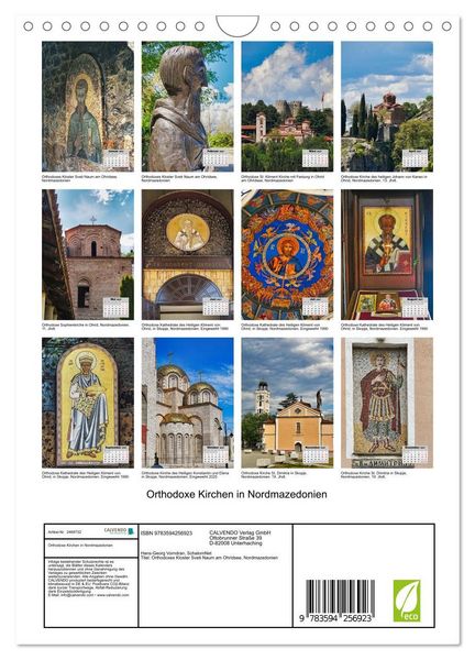 Produktbild: Orthodoxe Kirchen in Nordmazedonien (Wandkalender 2027 DIN A4 hoch), CALVENDO Monatskalender
