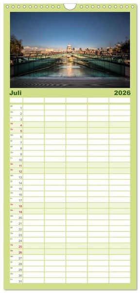 Produktbild: Familienplaner 2026 - Wundervolles London mit 5 Spalten (Wandkalender, 21 x 45 cm) CALVENDO