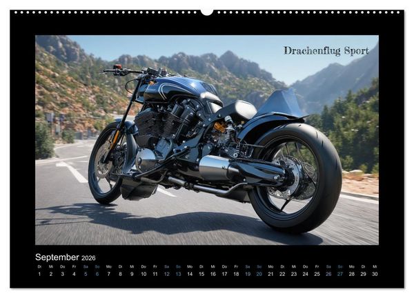 Produktbild: Verr&uuml;ckte 2-Rad Fantasien einer KI (Wandkalender 2026 DIN A2 quer), CALVENDO Monatskalender
