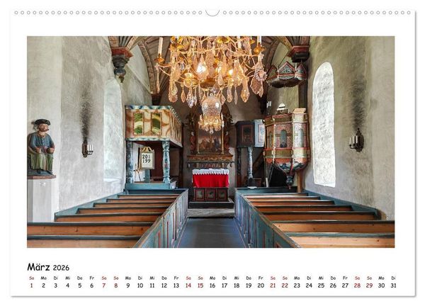 Produktbild: Schwedische Kirchen auf dem St.Olavsweg (Wandkalender 2026 DIN A2 quer), CALVENDO Monatskalender