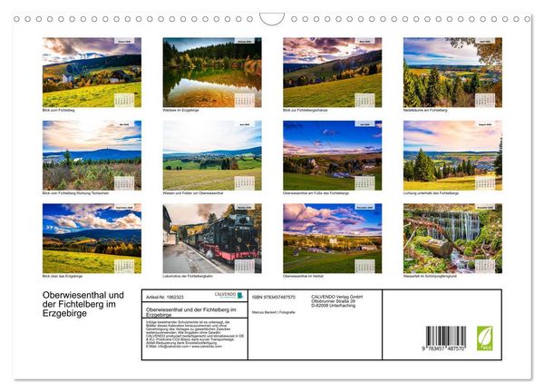 Produktbild: Oberwiesenthal und der Fichtelberg im Erzgebirge (Wandkalender 2026 DIN A3 quer), CALVENDO Monatskalender