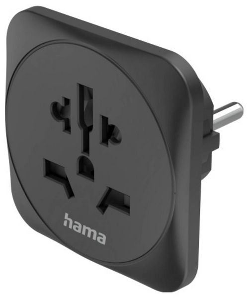 Produktbild: Hama 00223454 Reiseadapter Reiseadapter Typ E und F, 3-polig, universal, Welt nach Europa, Schwarz