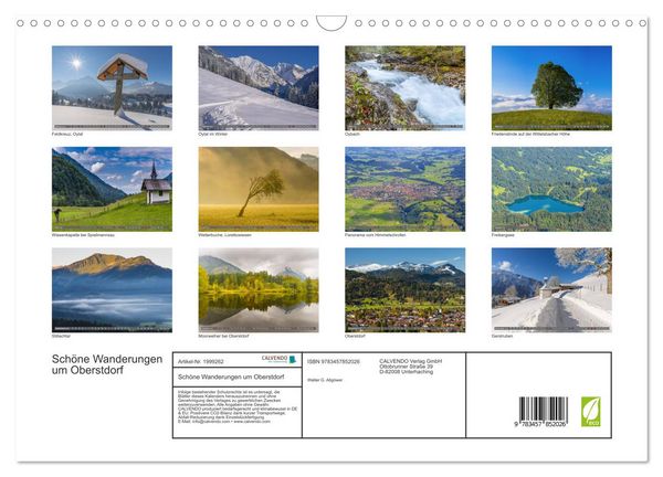 Produktbild: Sch&ouml;ne Wanderungen um Oberstdorf (Wandkalender 2026 DIN A3 quer), CALVENDO Monatskalender