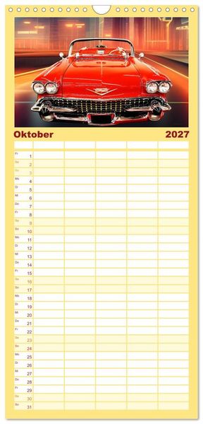 Produktbild: Familienplaner 2027 - US Classic Cars im Jet-Age mit 5 Spalten (Wandkalender, 21 x 45 cm) CALVENDO