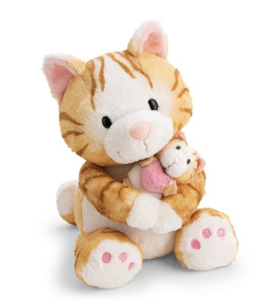 Produktbild: NICI 62843 - Little & Me, Katze mit Kind und Herz, 20 cm, schlenkernd, Kuscheltier, GREEN