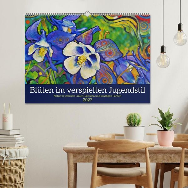 Produktbild: Bl&uuml;ten im verspielten Jugendstil (Wandkalender 2027 DIN A2 quer), CALVENDO Monatskalender