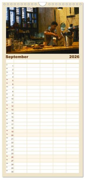 Produktbild: Familienplaner 2026 - Kaffeesatz - Kunst und Tradition mit 5 Spalten (Wandkalender, 21 x 45 cm) CALVENDO