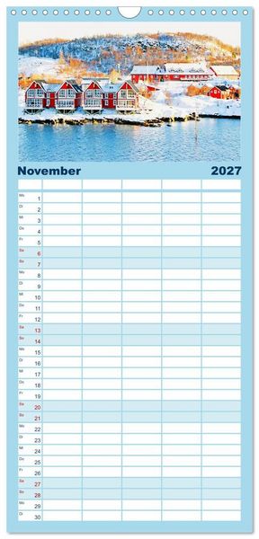 Produktbild: Familienplaner 2027 - Norwegen - Wilde Sch&ouml;nheit mit 5 Spalten (Wandkalender, 21 x 45 cm) CALVENDO