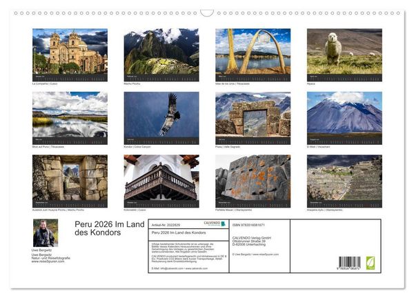 Produktbild: Peru 2026 Im Land des Kondors (Wandkalender 2026 DIN A2 quer), CALVENDO Monatskalender