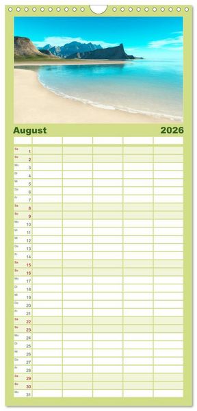 Produktbild: Familienplaner 2026 - Bezaubernde Landschaften mit 5 Spalten (Wandkalender, 21 x 45 cm) CALVENDO