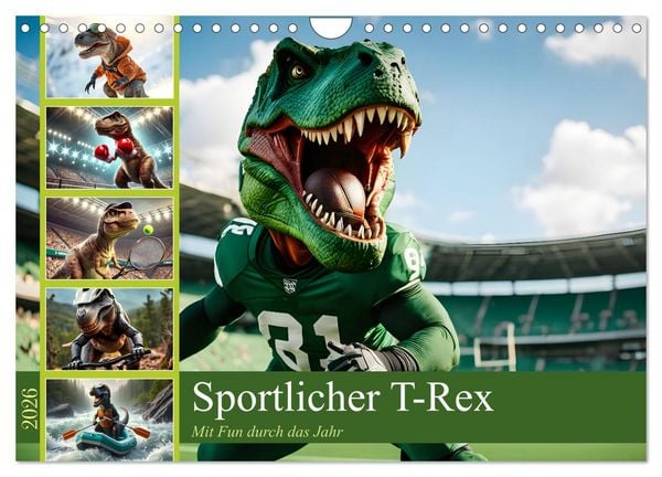 Produktbild: Sportlicher T-Rex - Mit Fun durch das Jahr (Wandkalender 2026 DIN A4 quer), CALVENDO Monatskalender