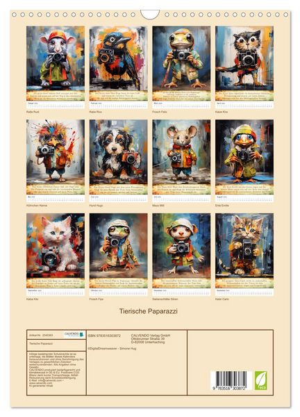Produktbild: Tierische Paparazzi (Wandkalender 2026 DIN A3 hoch), CALVENDO Monatskalender