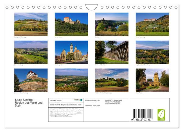 Produktbild: Saale-Unstrut - Region aus Wein und Stein (Wandkalender 2026 DIN A4 quer), CALVENDO Monatskalender
