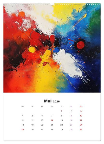 Produktbild: Abstrakte KI-Kunstwerke - Farbenfrohe Kunstmomente f&uuml;r das ganze Jahr (hochwertiger Premium Wandkalender 2026 DIN A2 hoch), Kunstdruck in Hochglanz
