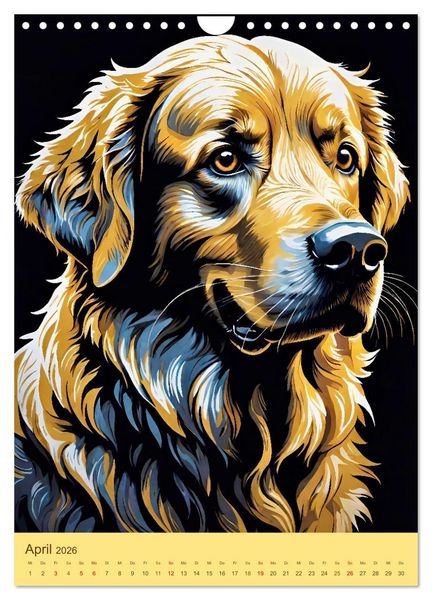 Produktbild: Golden Retriever. Kunstvolle Portr&auml;ts des beliebten Hundes (Wandkalender 2026 DIN A4 hoch), CALVENDO Monatskalender