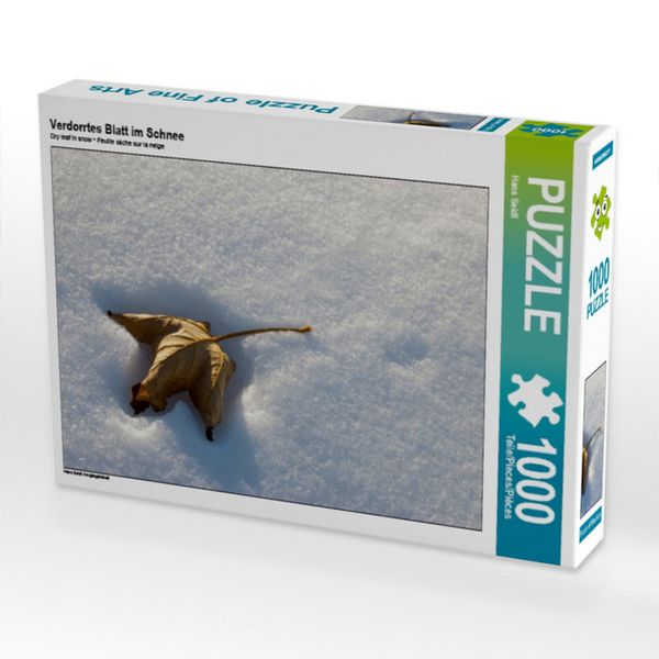 Produktbild: CALVENDO Puzzle Verdorrtes Blatt im Schnee | 1000 Teile Lege-Gr&ouml;&szlig;e 64x48cm Foto-Puzzle f&uuml;r gl&uuml;ckliche Stunden