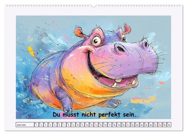 Produktbild: S&uuml;&szlig;e Flusspferde. Hippopotamus Weisheiten zum Schmunzeln (Wandkalender 2026 DIN A2 quer), CALVENDO Monatskalender