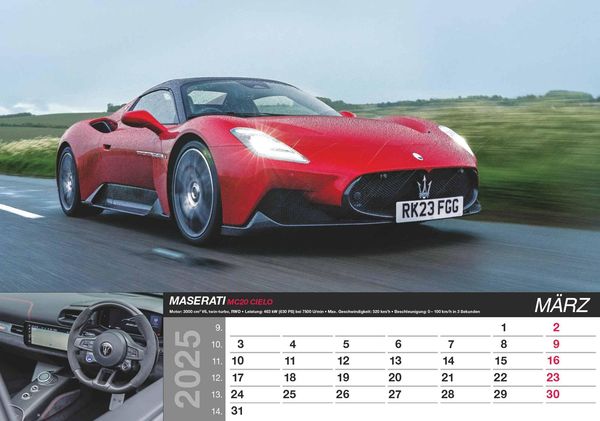 Produktbild: Alpha Edition - Fast Car 2025 Bildkalender, 48,5x34cm, Wandkalender mit hochwertigen Motiven f&uuml;r jeden Monat, mit Infos zum abgebildeten Motiv, Kalenderwochen und deutsches Kalendarium