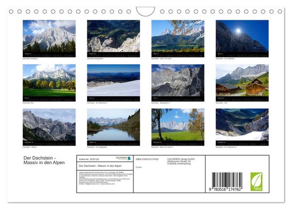 Produktbild: Der Dachstein - Massiv in den Alpen (Wandkalender 2026 DIN A4 quer), CALVENDO Monatskalender