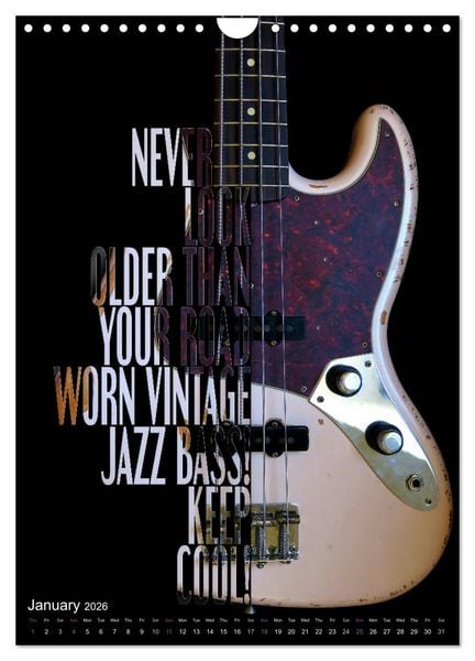 Produktbild: Rock Guitar Beauties (Wall Calendar 2026 DIN A4 portrait), CALVENDO 12 Month Wall Calendar