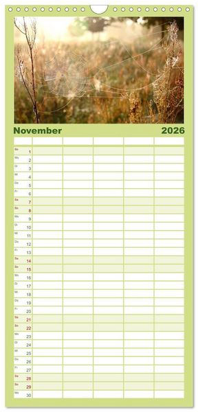 Produktbild: Familienplaner 2026 - Sanfte Natur mit 5 Spalten (Wandkalender, 21 x 45 cm) CALVENDO