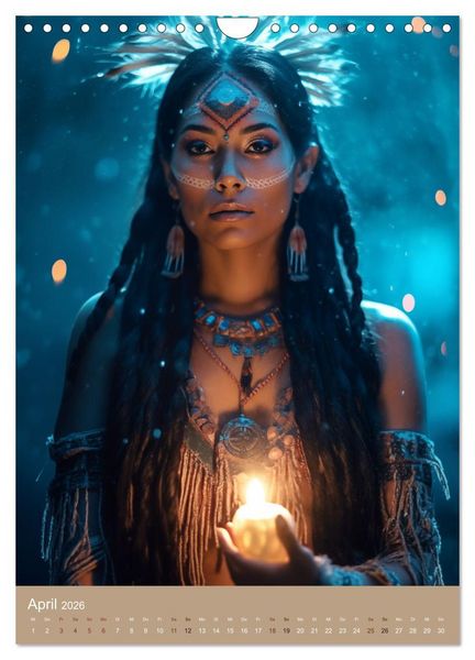Produktbild: Schamanische Seelen: Mystische Indianerportraits (Wandkalender 2026 DIN A4 hoch), CALVENDO Monatskalender