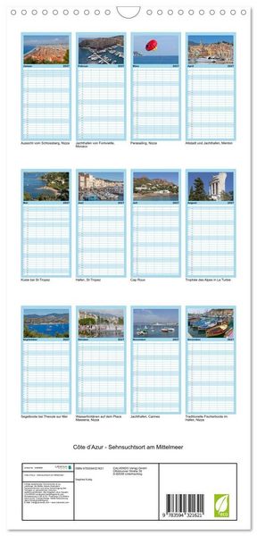 Produktbild: Familienplaner 2027 - C&ocirc;te d&rsquo;Azur - Sehnsuchtsort am Mittelmeer mit 5 Spalten (Wandkalender, 21 x 45 cm) CALVENDO