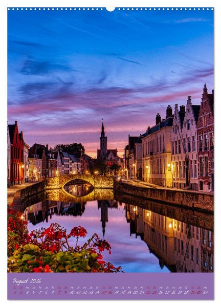 Produktbild: D&auml;mmerung in Gent und Br&uuml;gge (Wandkalender 2026 DIN A2 hoch), CALVENDO Monatskalender