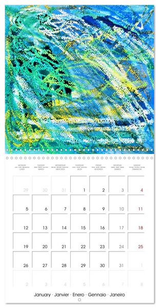 Produktbild: Emerald Waves - Watercolour experiments in green and blue (Wall Calendar 2026 12 &times; 12 Inch) CALVENDO 12 Month Wall Calendar