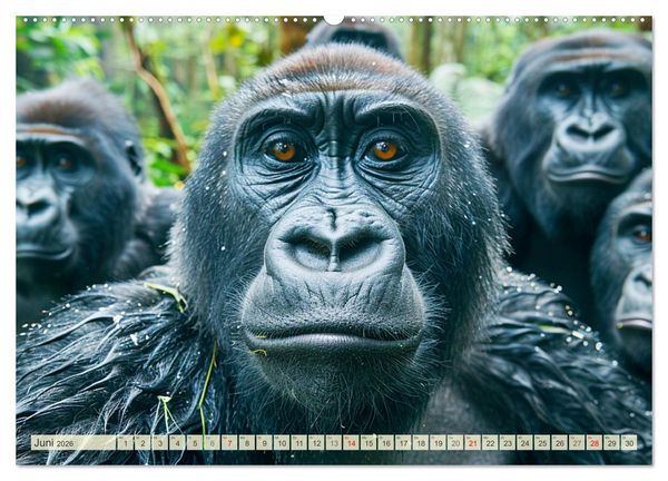 Produktbild: Affige Selfies. Tierisch witziges aus dem Dschungel (Wandkalender 2026 DIN A2 quer), CALVENDO Monatskalender