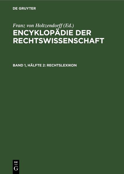 Produktbild: Encyklop&auml;die der Rechtswissenschaft / Rechtslexikon