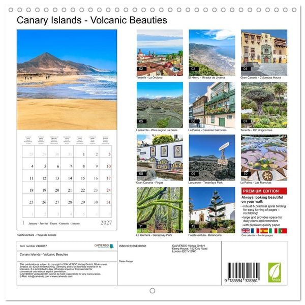 Produktbild: Canary Islands - Volcanic Beauties (Wall Calendar 2027 12 &times; 12 Inch) CALVENDO 12 Month Wall Calendar