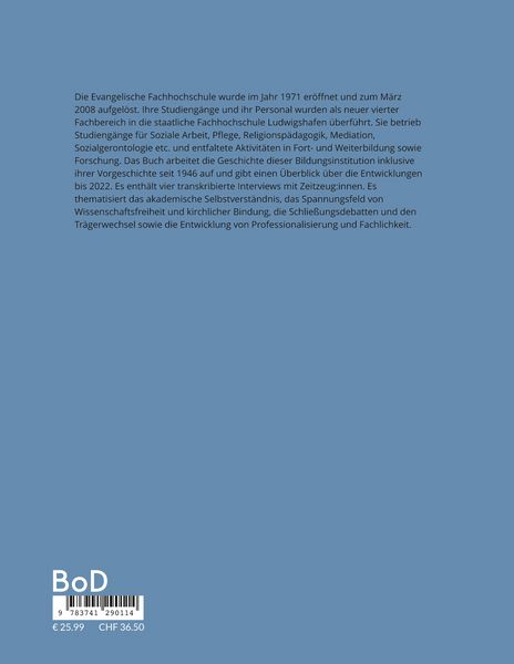 Produktbild: Geschichte der Evangelischen Fachhochschule Ludwigshafen