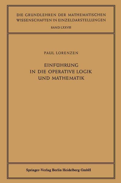 Produktbild: Einf&uuml;hrung in die Operative Logik und Mathematik