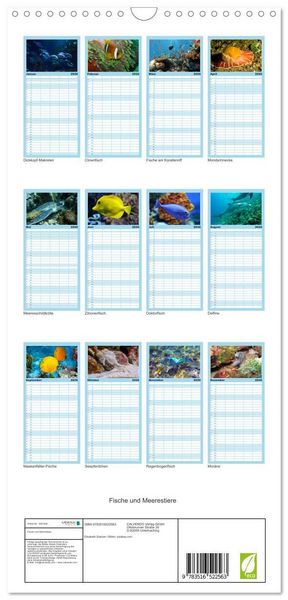 Produktbild: Familienplaner 2026 - Fische und Meerestiere mit 5 Spalten (Wandkalender, 21 x 45 cm) CALVENDO