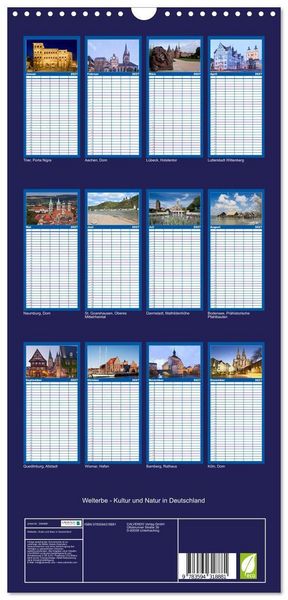 Produktbild: Familienplaner 2027 - Welterbe - Kultur und Natur in Deutschland mit 5 Spalten (Wandkalender, 21 x 45 cm) CALVENDO