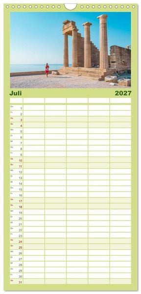 Produktbild: Familienplaner 2027 - Rhodos - Die Highlights der Insel mit 5 Spalten (Wandkalender, 21 x 45 cm) CALVENDO