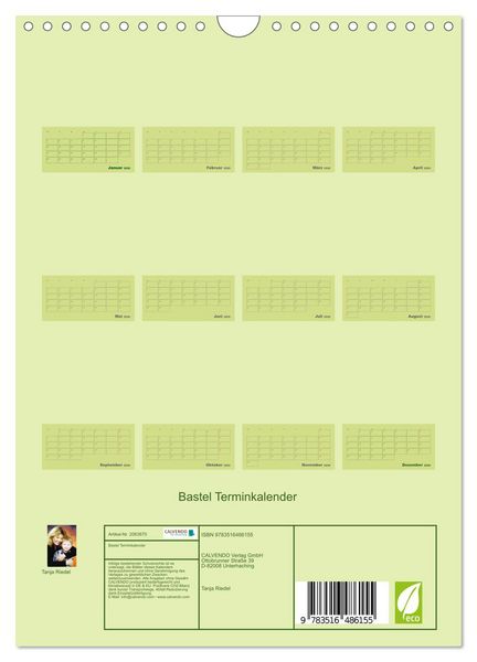 Produktbild: Bastel Terminkalender (Wandkalender 2026 DIN A4 hoch), CALVENDO Monatskalender
