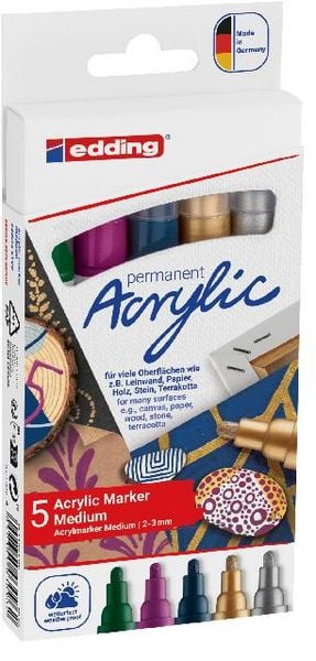 Produktbild: Edding Acrylmarker Acrylic 5100 Mittel metallic 5er Set