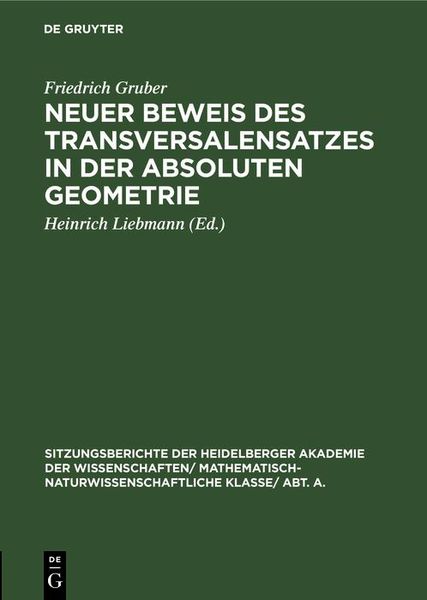 Produktbild: Neuer Beweis des Transversalensatzes in der absoluten Geometrie