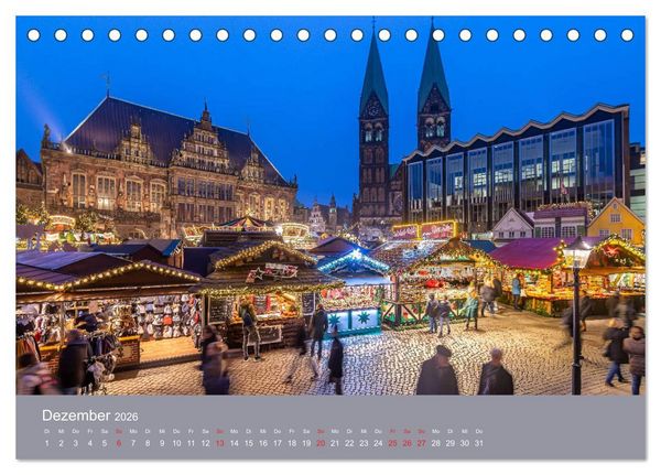 Produktbild: Nachts in Bremen (Tischkalender 2026 DIN A5 quer), CALVENDO Monatskalender