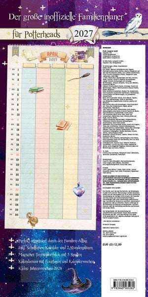 Produktbild: Der gro&szlig;e inoffizielle Familienplaner f&uuml;r Potterheads Kalender 2027