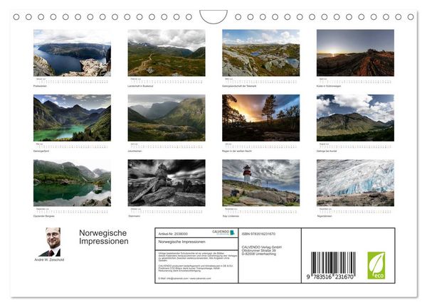 Produktbild: Norwegische Impressionen (Wandkalender 2026 DIN A4 quer), CALVENDO Monatskalender