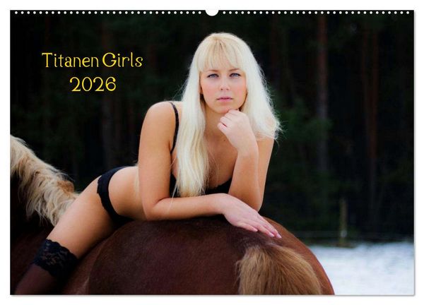 Produktbild: Titanen Girls 2026 - erotische Frauen und starke Pferde (Wandkalender 2026 DIN A2 quer), CALVENDO Monatskalender