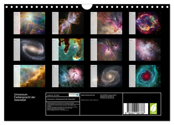 Produktbild: Universum. Farbenpracht der Gasnebel (Wandkalender 2026 DIN A4 quer), CALVENDO Monatskalender